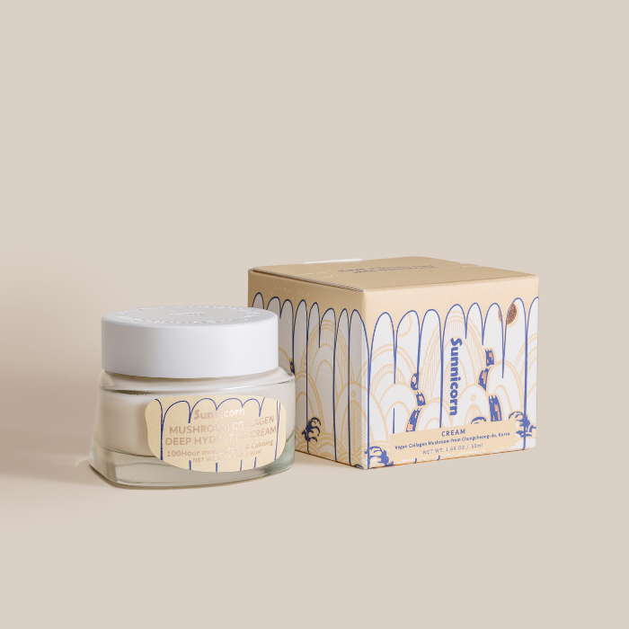 sunnicorn Mushroom Collagen Deep Hydrating Cream 50 ml kartong och burk